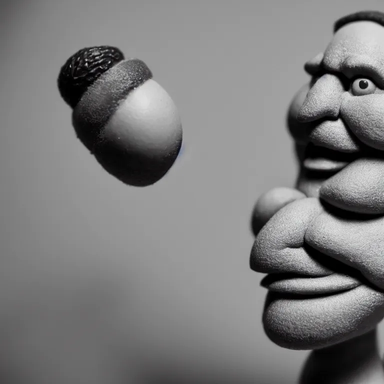 Image similar to a cinematic film still of a claymation stop motion film starring tom segura, shallow depth of field, 8 0 mm, f 1. 8