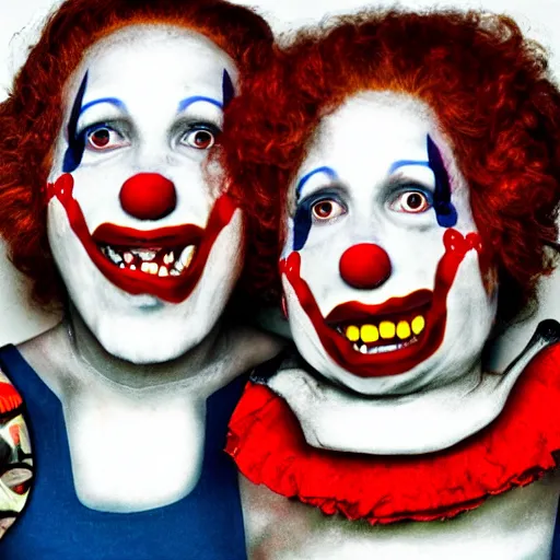 Image similar to conjoined clowns