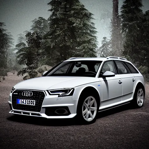 Image similar to audi a 4 quattro allroad ray - tracing render, unreal engine, 3 d, atmospheric light, godrays, award - winning, maya, blender