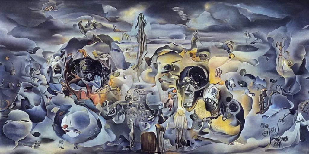 Image similar to the world between death and life, surrealistic detailed painting, by damien gilley and salvador dali