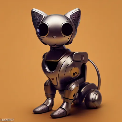 Image similar to product photo of a futuristic stylized pet robot by artgerm and greg rutkowski and alphonse mucha, marc newson, kitten puppy teddy mix, super cute, awww, volumetric light, detailed, octane render, midsommar