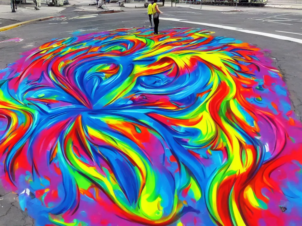 Prompt: vibrant fluid 3D graffiti