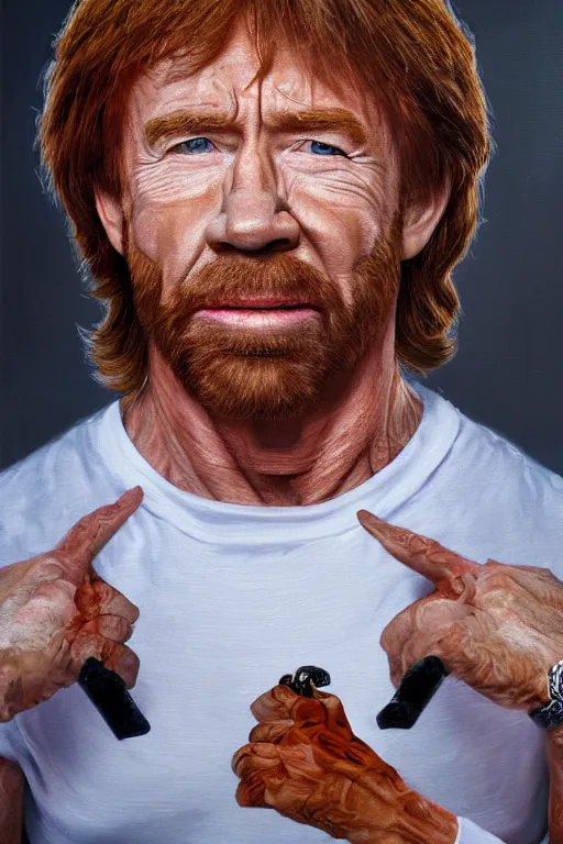 Prompt: Chuck Norris in a Tutu oil on canvas, intricate, portrait, 8k highly professionally detailed, HDR, CGsociety