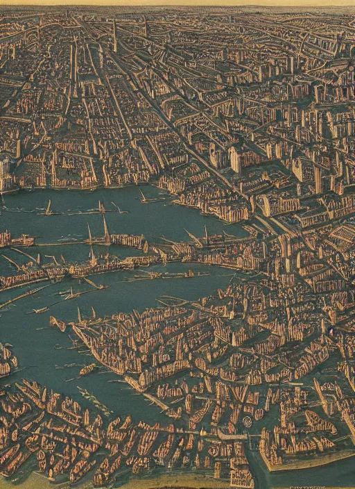 Prompt: aerial view of victorian london, 1 8 0 0's, colorized photo