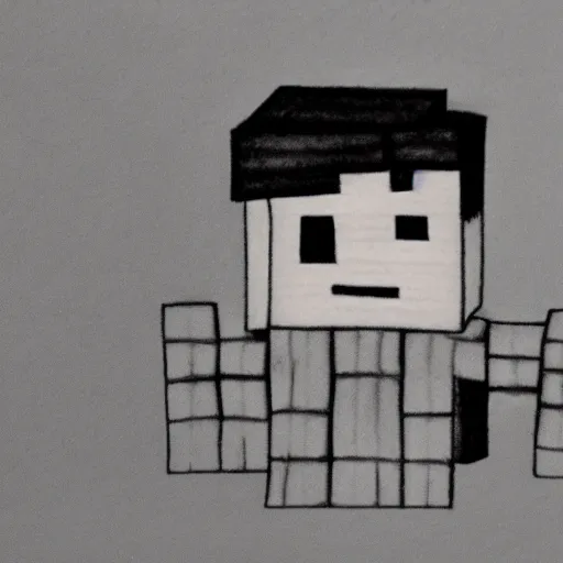 Prompt: realistic pencil drawing of minecraft villager, heh