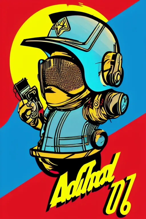 Image similar to fallout 7 6 retro futurist illustration art by butcher billy, sticker, colorful, illustration, highly detailed, simple, smooth and clean vector curves, no jagged lines, vector art, smooth andy warhol style