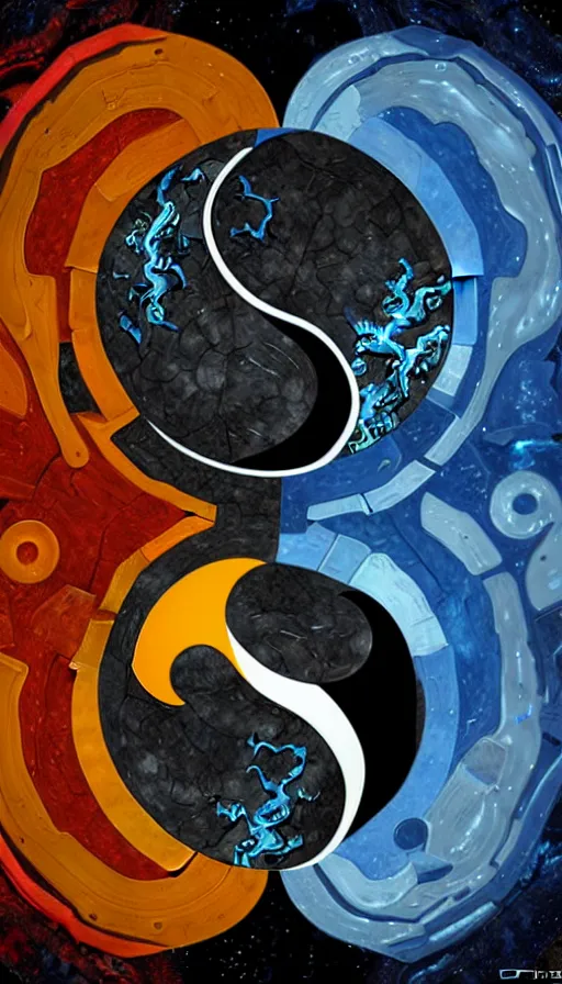 Prompt: Abstract representation of ying Yang concept, from Starcraft