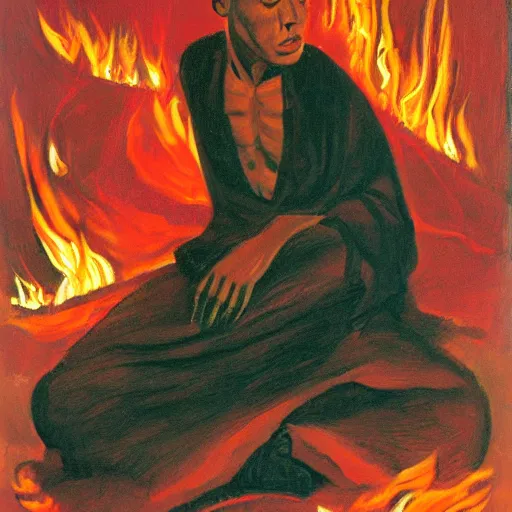 Image similar to the burning monk - malcom browne, 1 9 6 3