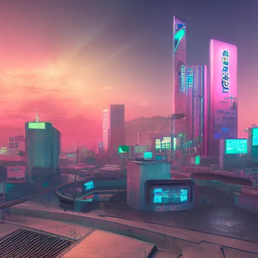 Image similar to vaporwave cyberpunk photorealistic in elden ring setting