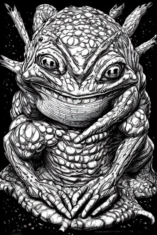 Image similar to toad goblin, symmetrical, highly detailed, digital art, sharp focus, trending on art station, kentaro miura manga art style