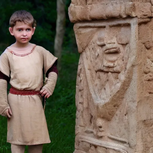 Image similar to child in roman emperor's clothing