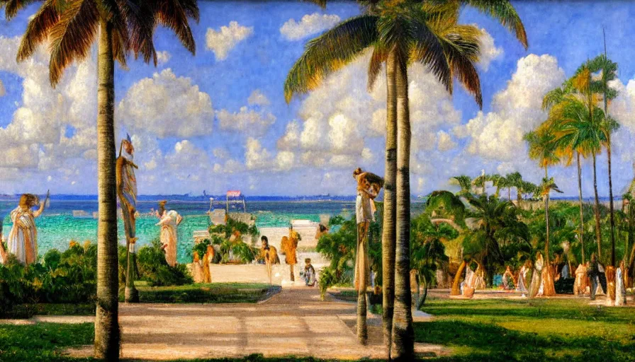 Image similar to a ultradetailed beautiful painting of the thunderstorm sky of the amazonas palace balustrade designed by jules bastien - lepage, tarsila do amaral, frank weston and gustave baumann, beach, trending on artstation, mediterranean, palm trees, sharp focus, colorful refracted sparkles and lines, soft light, 8 k 4 k