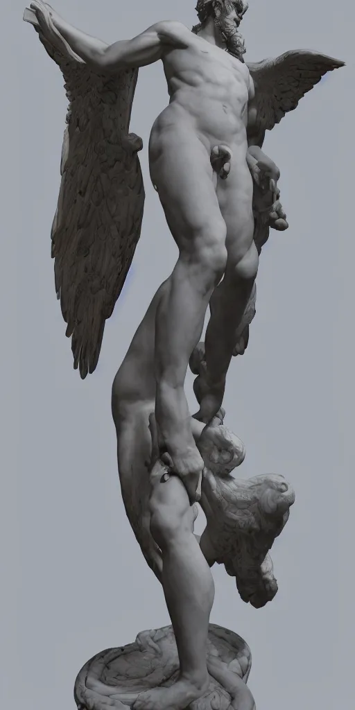 Prompt: full body renaissance marble sculpture of Lucifer highly aroused and arching back, perfect handsome face, highly detailed transparent marble cloth, gi, global illumination, physically based rendering, photorealistic, top light, dark background