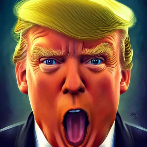 Image similar to donald trump as super mario, highly detailed, digital painting, artstation, concept art, smooth, sharp focus, illustration, art by artgerm and greg rutkowski and alphonse mucha