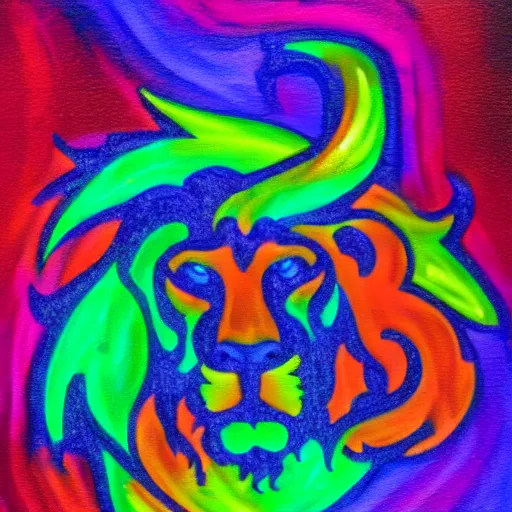 Prompt: fire lion, art, neon, firing