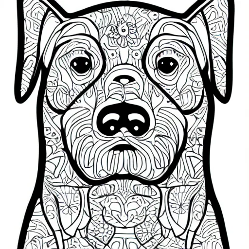 Image similar to cute dogs, coloring book, outline art, digital art, drawing, simplistic