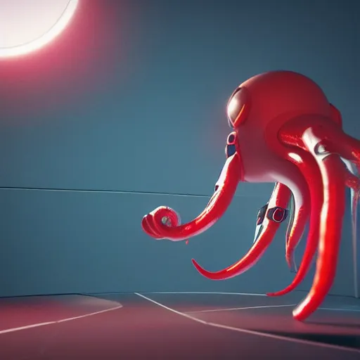 Prompt: a terrified futuristic astronaut reaching out his hand drowning in red tentacles at night, unreal engine, octane render