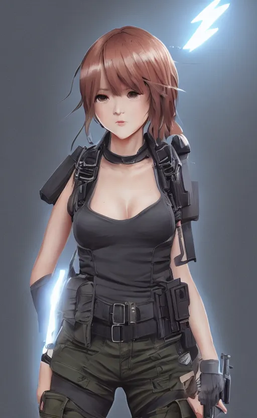 Prompt: highly detailed, high resolution, character design art, stunning, volumetric lightning, realistic guns, girls frontline style, matte, sharp focus, 150mm, illustration, artstation, by kuvshinov ilya, professional result, realistic human anatomy, simple design, realistic military gear