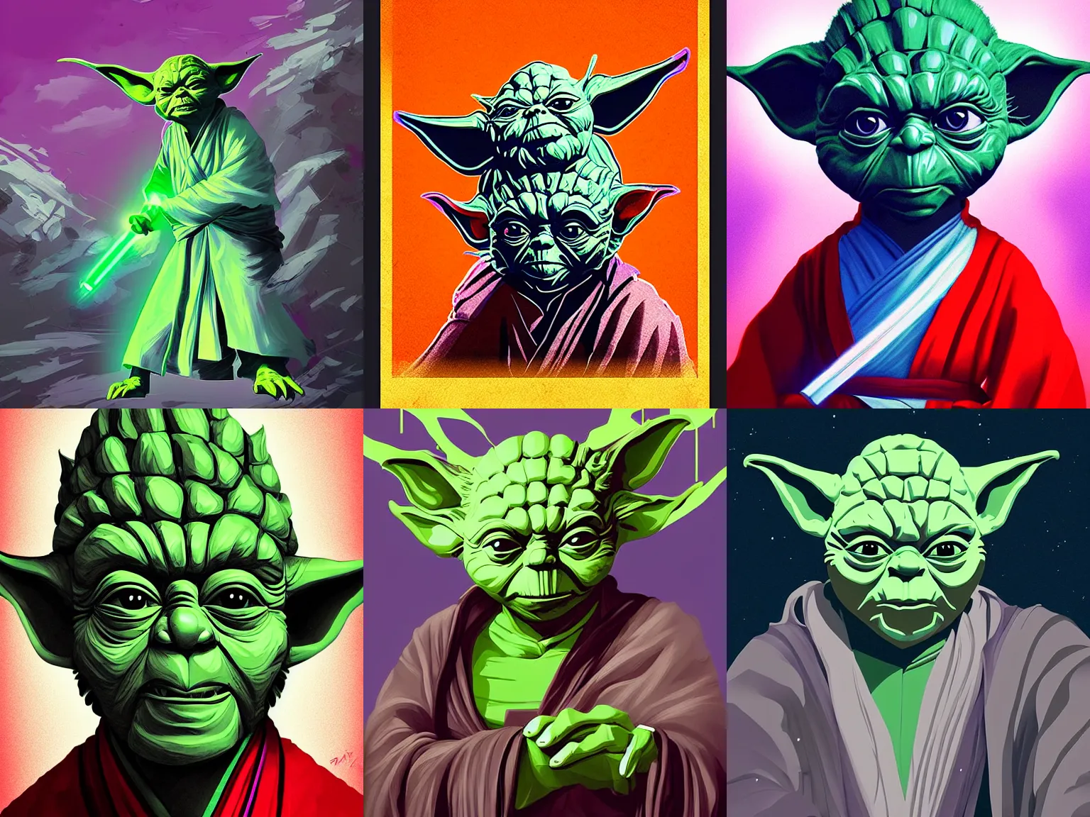 Prompt: portrait of wuxia yoda by liam brazier