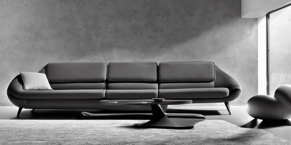 Image similar to modern sofa inspired by the f 1 1 7 nighthawk, designed by zaha hadid, product image, photography