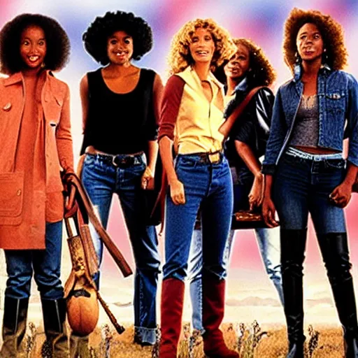 Image similar to city slickers movie reboot with all black women