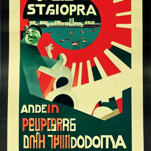 Image similar to A Singaporean propaganda poster designed by Alexander Rodchenko