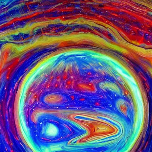 Prompt: Installation art. Using data from a NASA exoplanet space telescope, scientists discovered a Jupiter-like world 379 light-years from Earth, orbiting a star similar to our Sun. by Erin Hanson spirited