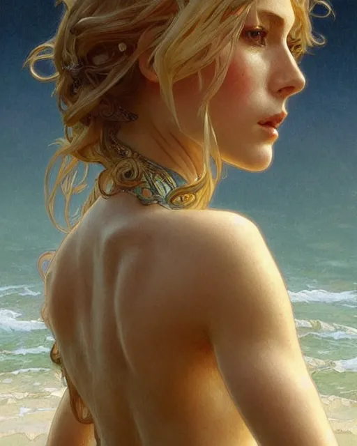 Image similar to portrait of an island made of blonde women, real life skin, intricate, elegant, highly detailed, artstation, concept art, smooth, sharp focus, art by artgerm and greg rutkowski and alphonse mucha