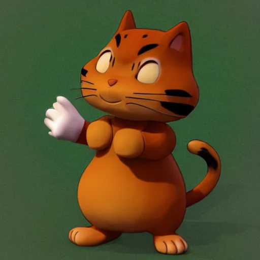 Image similar to garfield the cat as a pokemon, cgi