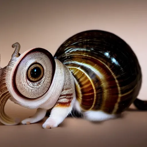 Image similar to a snail - cat - hybrid, animal photography