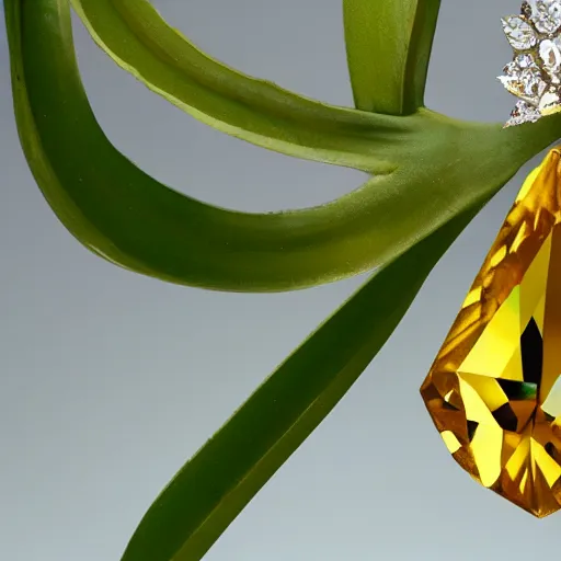 Image similar to A banana is made of yellow topaz crystal.