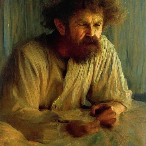 Image similar to high quality high detail painting by ilya repin, carpenter working, hd