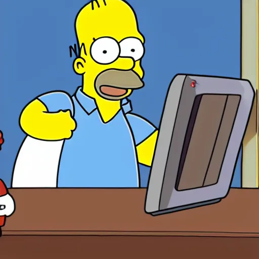 Prompt: Grumpy Homer Simpson reacts to receiving cryptocurrency