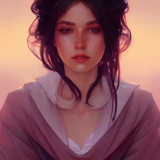 Prompt: surreal beautiful young woman, detailed gorgeous face, sad eyes, vaporwave aesthetic, synthwave , digital painting, artstation, concept art, smooth, sharp focus, illustration, art by artgerm and greg rutkowski and alphonse mucha