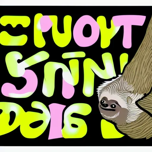 Prompt: graffiti sticker sloth design, graphic art