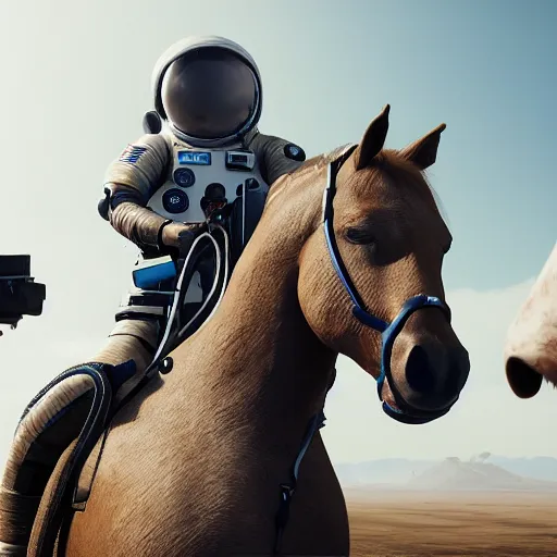 Prompt: death stranding game, a horse riding an astronaut, an astronaut carries a horse on his back. the horse is above all, an astronaut carries a horse on his back, games lag, lag in the game, unreal engine 5, artstationhd, 4 k, 8 k, 3 d render, 3 d houdini, cinema 4 d, octane,