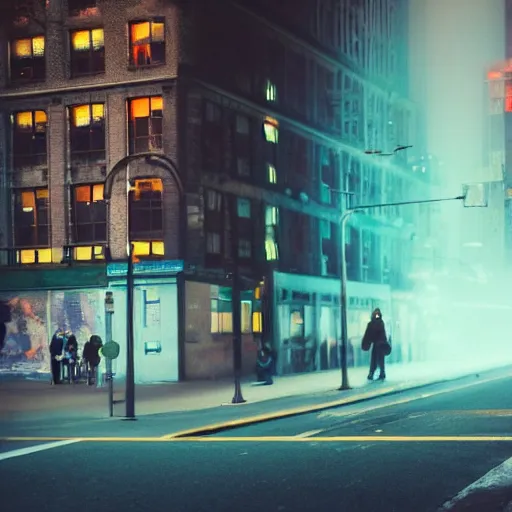 Prompt: digital portrait of Casper the ghost sitting on a NYC sidewalk, smoking a cigarette, city lights, trending on artstation, 8k, 4k, volumetric lighting, lighthearted, cinematic composition, hd, fun