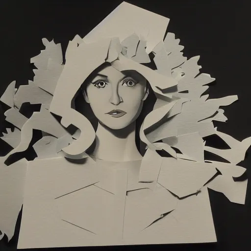 Prompt: a paper model of lucy jeartfilia, paper modeling art.