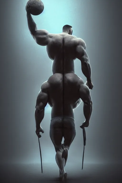 Prompt: a muscular man carrying the Earth on his back, big beard, bold, hyperrealistic, concept art, octane render, unreal engine 5, trending on Artstation, high quality, highly detailed, 8K, soft lighting, anatomically correct, five fingers, blue background, geometric, digital art, trending on DeviantArt, matte painting, fantasy style, dramatic lighting, cinematic