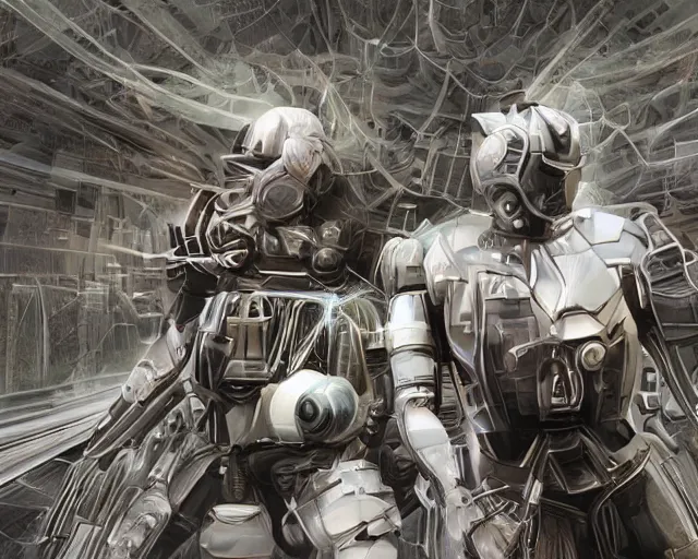 Image similar to love, joy, realistic textured magnetosphere humanoids, complex cybernetic glowing vortexes, large array, ornate, cinematic light shadows, hdr refractions, insanely detailed rendering, cybernetic civilisations, 8 k, *