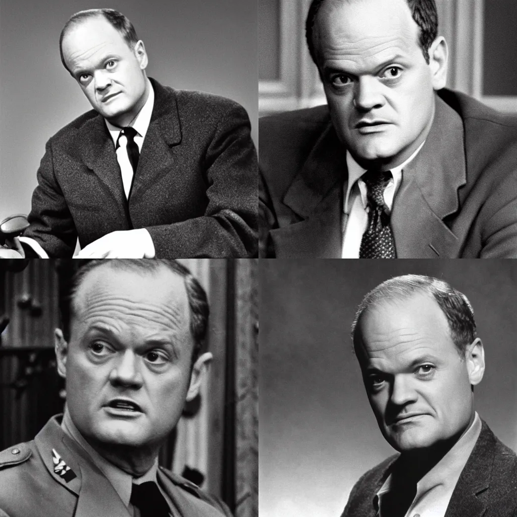 Prompt: Frasier in ww2 photo, grainy, high detail, high resolution