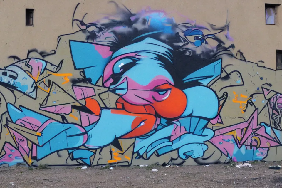 Image similar to graffiti by birdo, alex maksiov and john pugh, anamorphic, depth