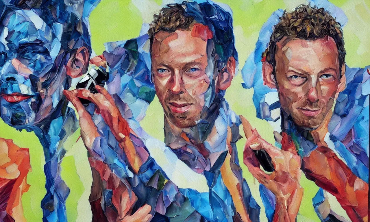 Prompt: chris martin transforms into an desk stapler, beautiful oil painting, animorphs