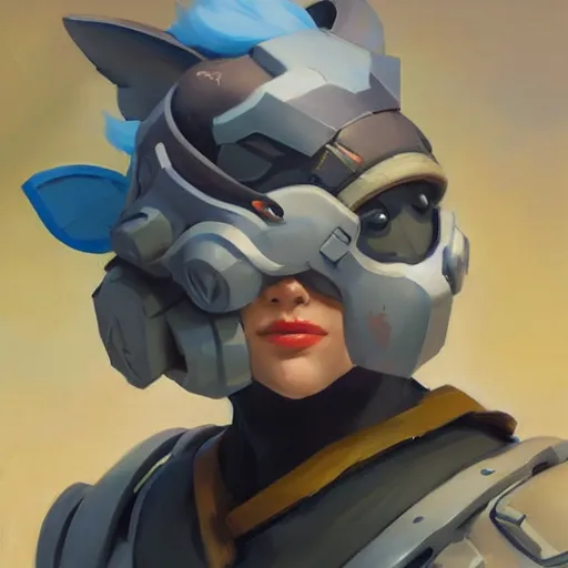 Image similar to greg manchess portrait painting of partially armored purrfect protagonist cat as overwatch character, medium shot, asymmetrical, profile picture, organic painting, sunny day, matte painting, bold shapes, hard edges, street art, trending on artstation, by huang guangjian and gil elvgren and sachin teng