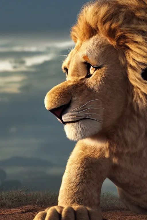 Image similar to joe biden greets simba from lion king, symmetry, awesome exposition, very detailed, highly accurate, 8 k, furry