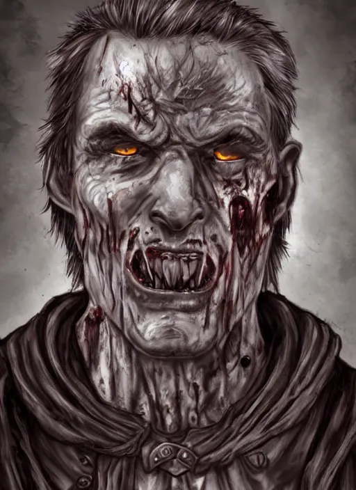 Image similar to warrior character portrait zombie old male hobbi fantasy