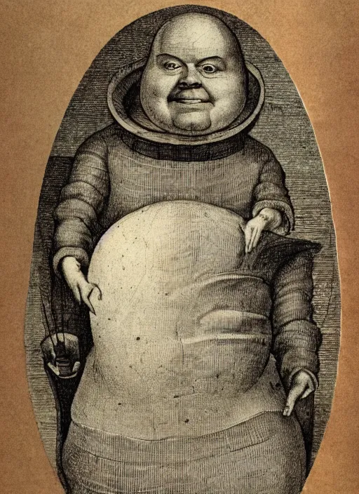 Image similar to 1 8 0 0 s style full body detailed photograph of silly humpty dumpty jack black, realistic, hieronymus bosch