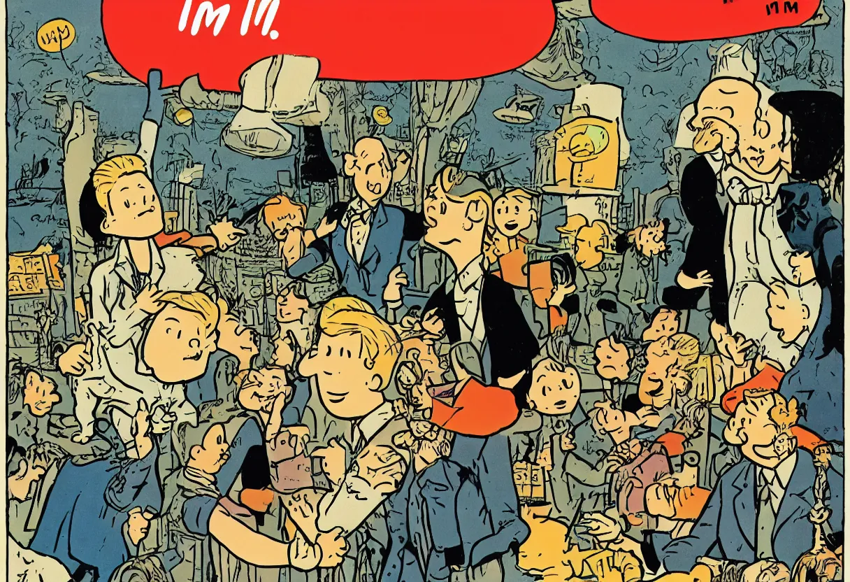 Image similar to cover of the Tin Tin book 'I'm getting married by Herge'