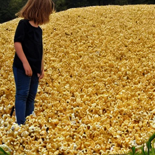 Prompt: meadow made of popcorn