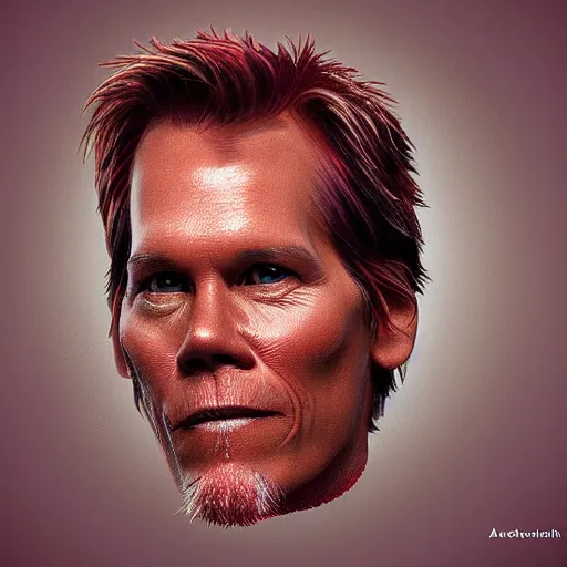 Image similar to ultra detailed kevin bacon on a slice of bacon in a hamburger rendered by octane digital painting inspired by arcimboldo